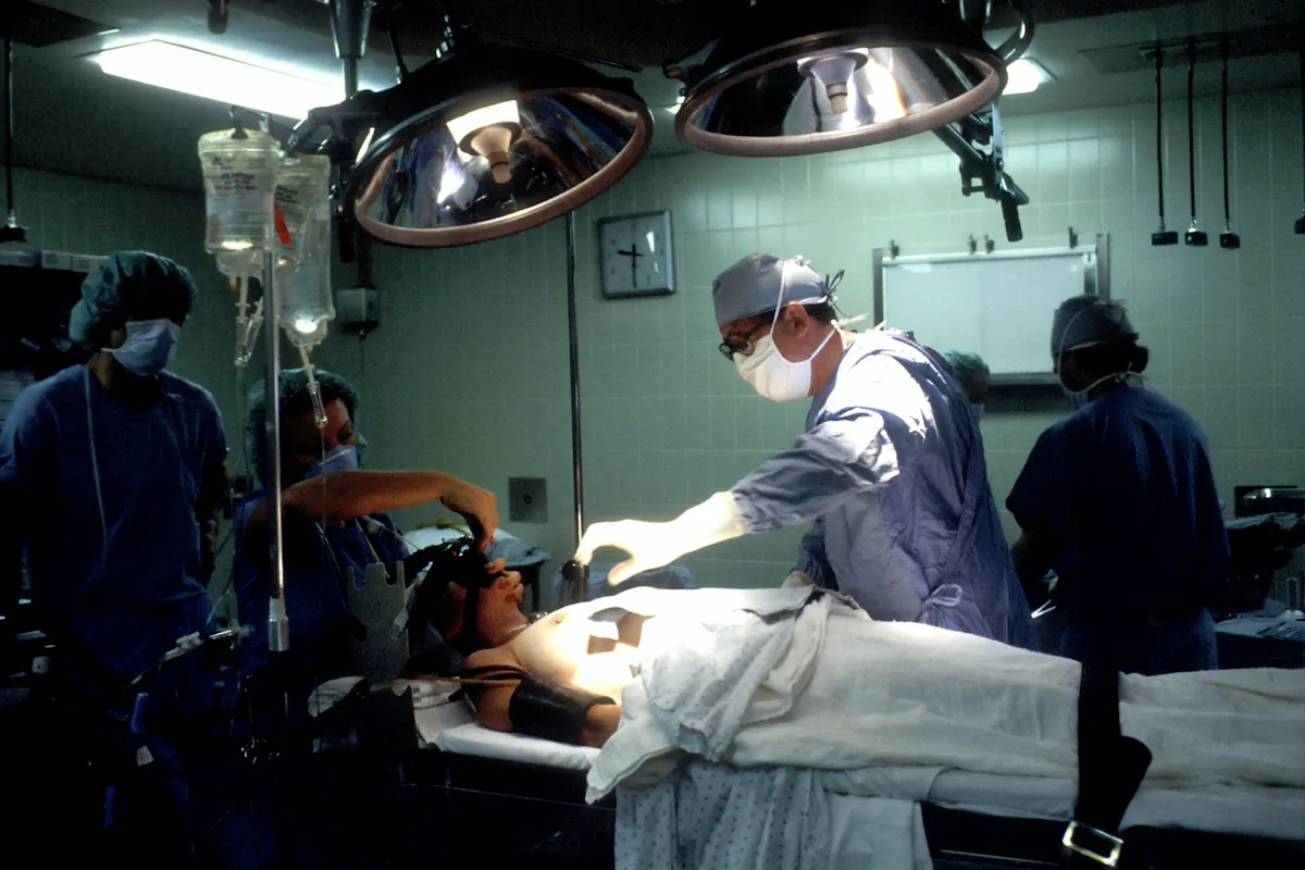 A surgical team at work in an operating room